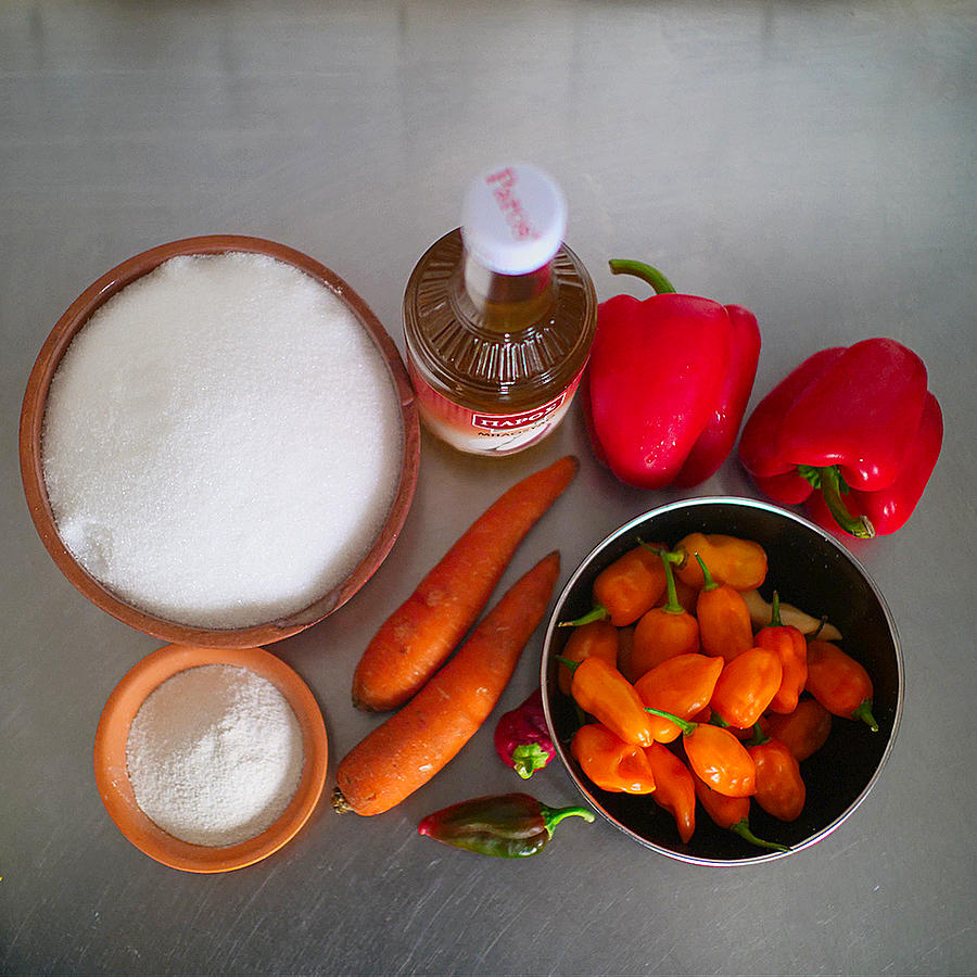 Orange Habanero jam ingredients