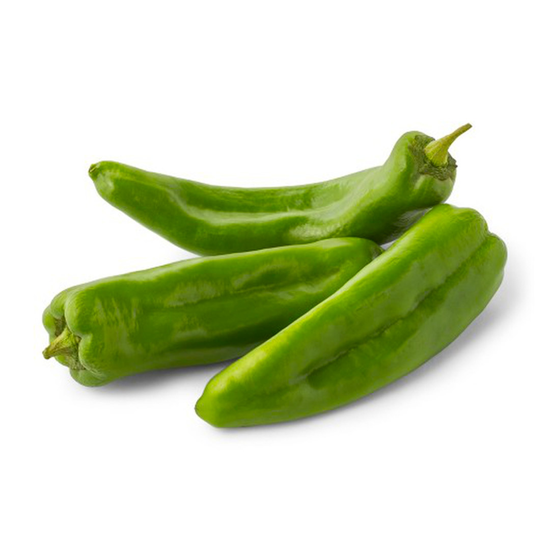 World of Chillies Anaheim chilli pods on white