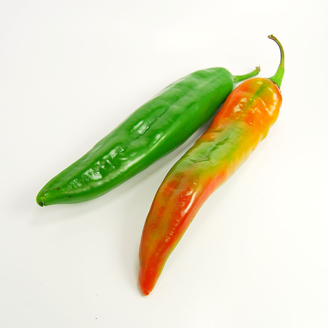 World of Chillies Joe E Parker pods on white